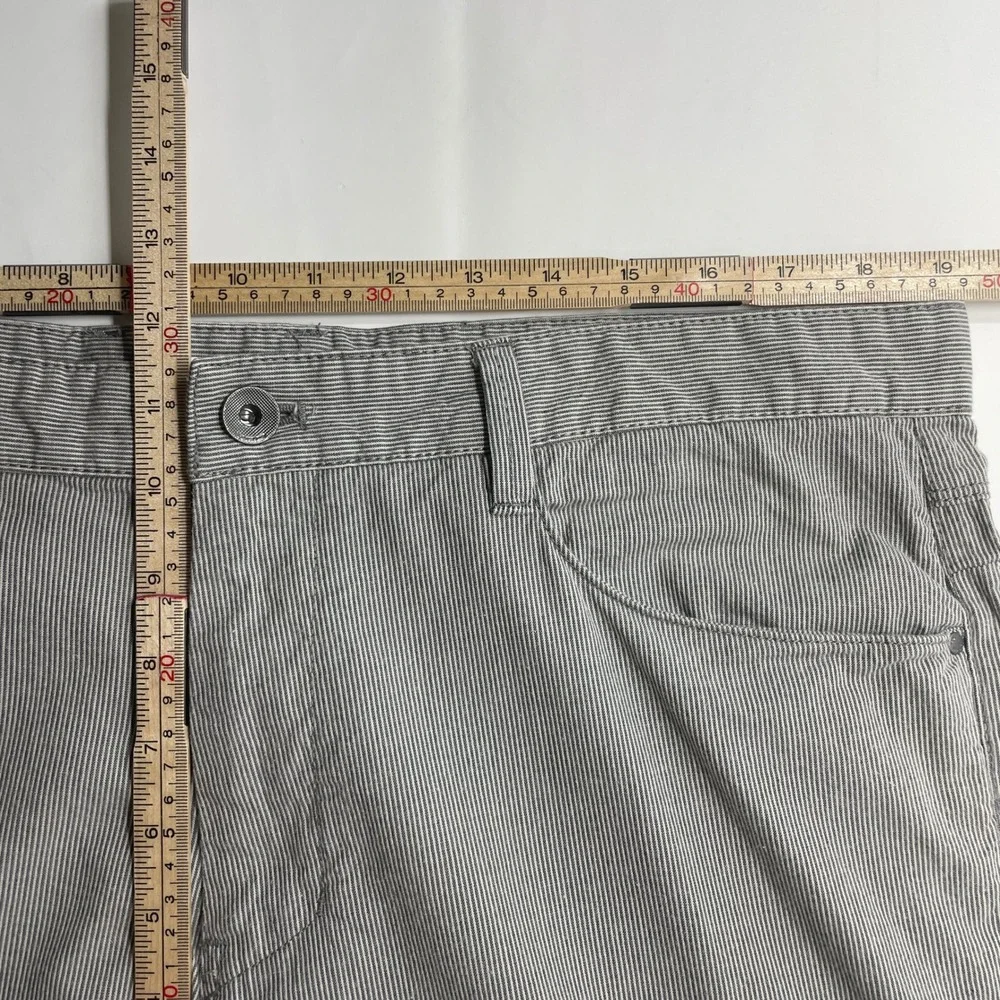 Calvin Klein Mens Grey White Micro Stripe Straight Leg Cotton Pants 38x30 Preppy